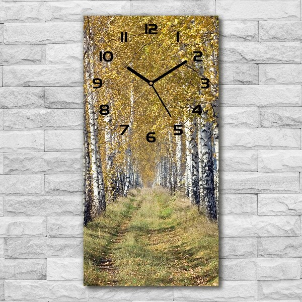 Vertical wall clock Birch forest