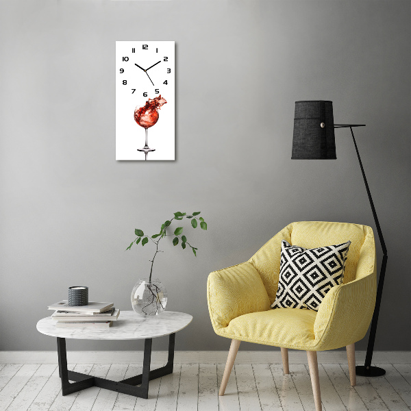 Vertical wall clock A glass of wine