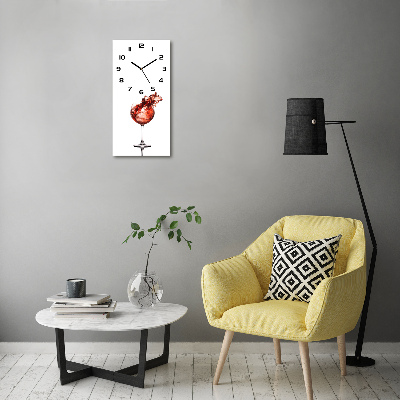 Vertical wall clock A glass of wine