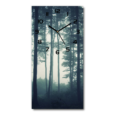 Vertical wall clock Fog in the forest