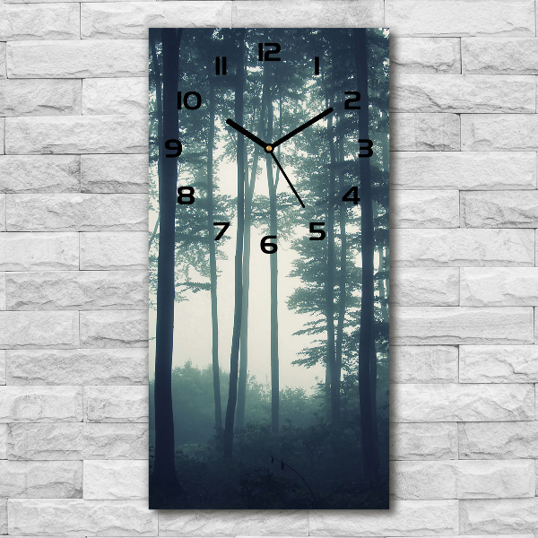 Vertical wall clock Fog in the forest