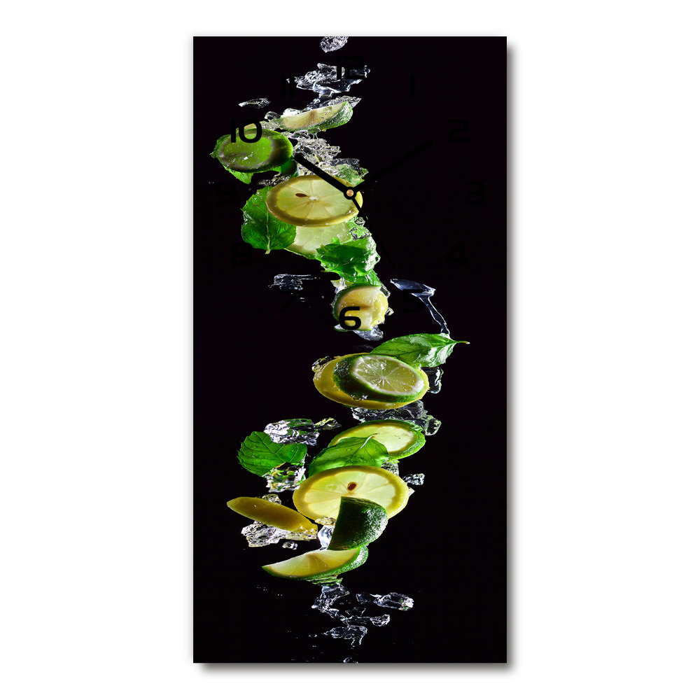 Vertical wall clock Lime and lemons