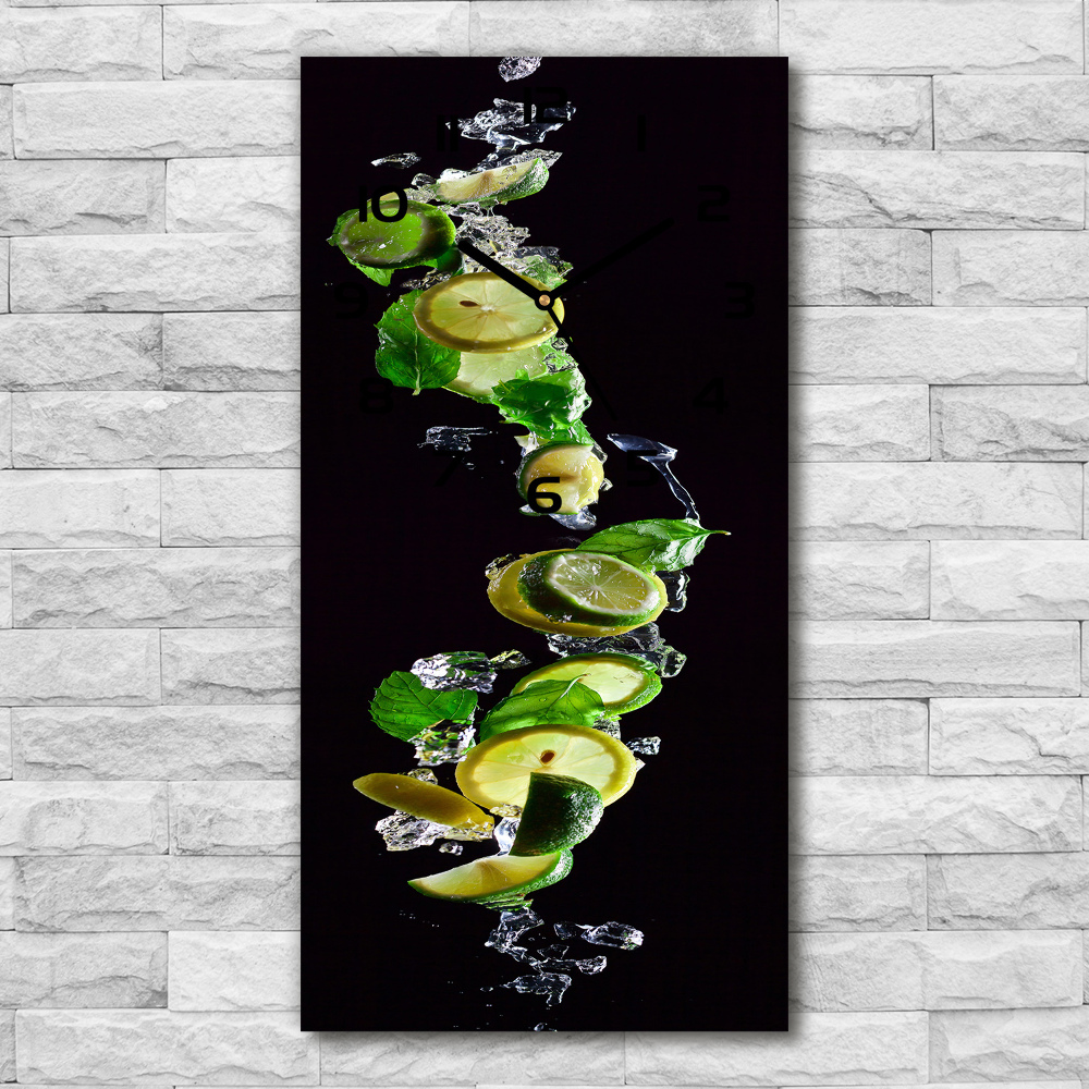 Vertical wall clock Lime and lemons