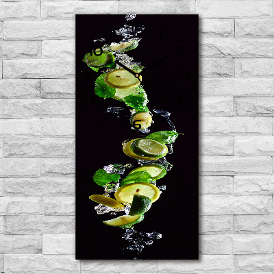 Vertical wall clock Lime and lemons