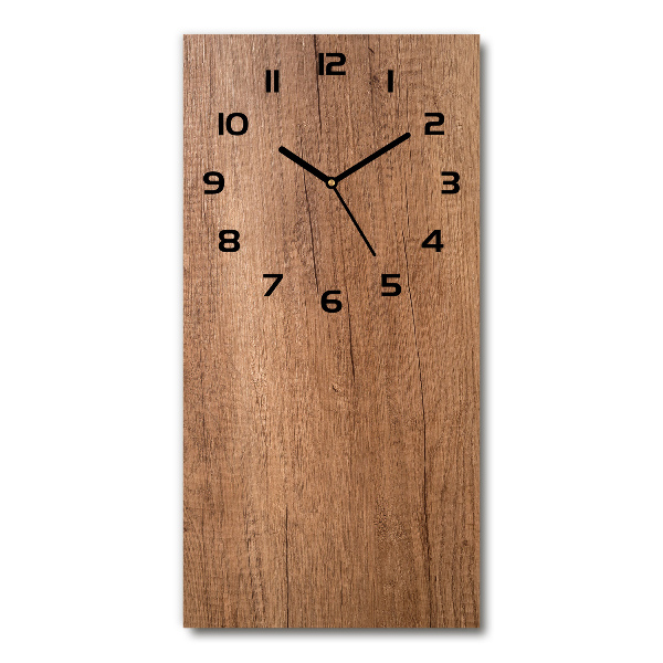 Vertical rectangular wall clock Wooden background