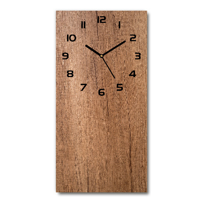 Vertical rectangular wall clock Wooden background