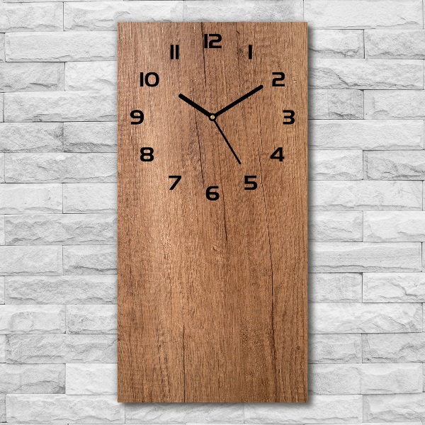 Vertical rectangular wall clock Wooden background