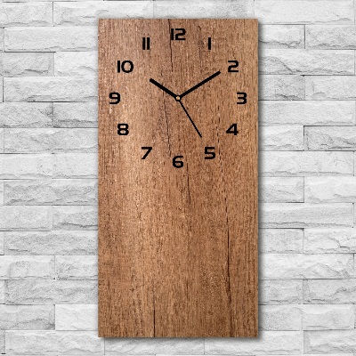 Vertical rectangular wall clock Wooden background