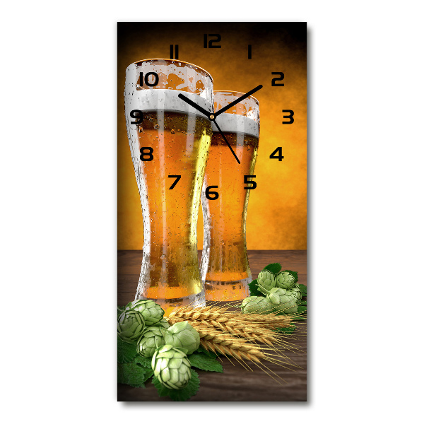 Vertical rectangular wall clock Two glasses of beer