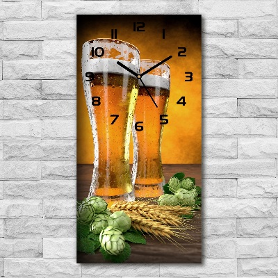 Vertical rectangular wall clock Two glasses of beer