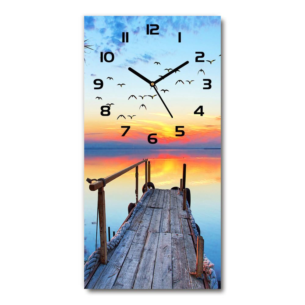 Modern vertical wall clock Wooden pier