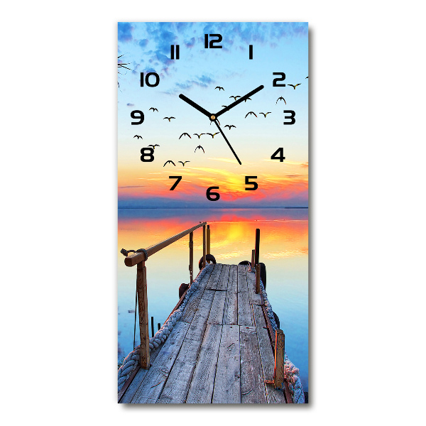 Modern vertical wall clock Wooden pier