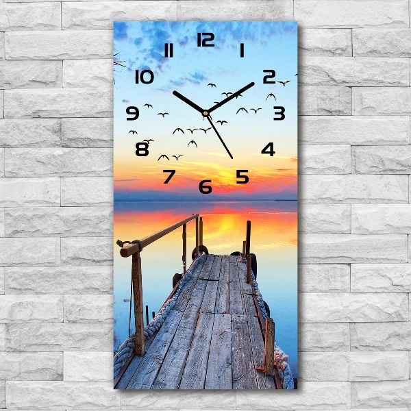 Modern vertical wall clock Wooden pier