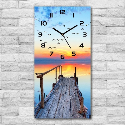 Modern vertical wall clock Wooden pier