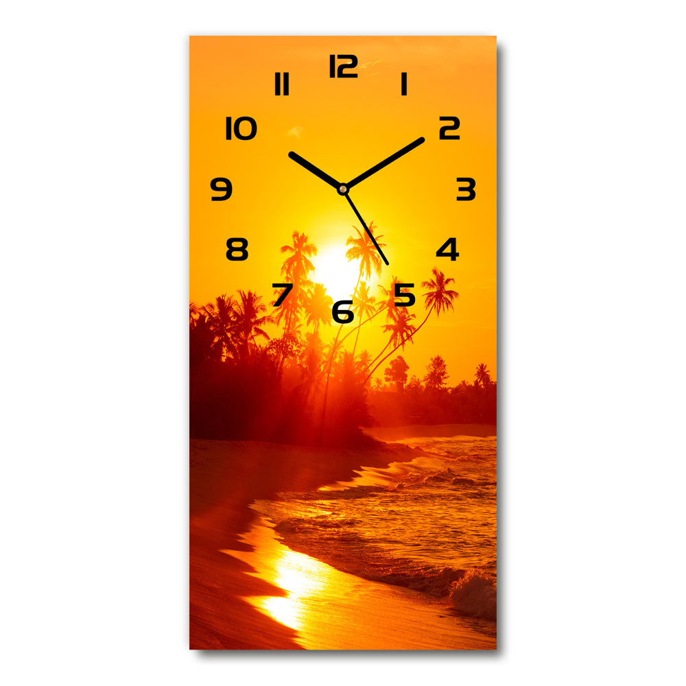 Vertical rectangular wall clock Tropical beach