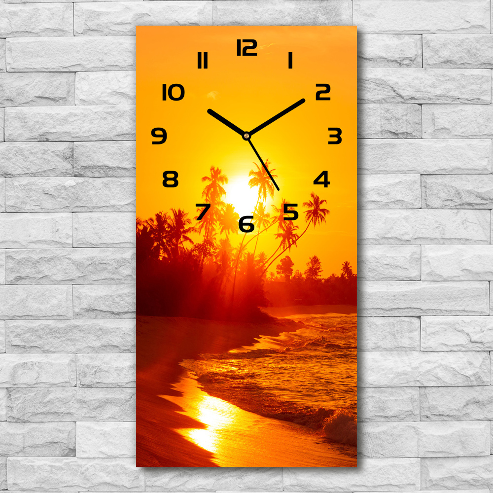 Vertical rectangular wall clock Tropical beach