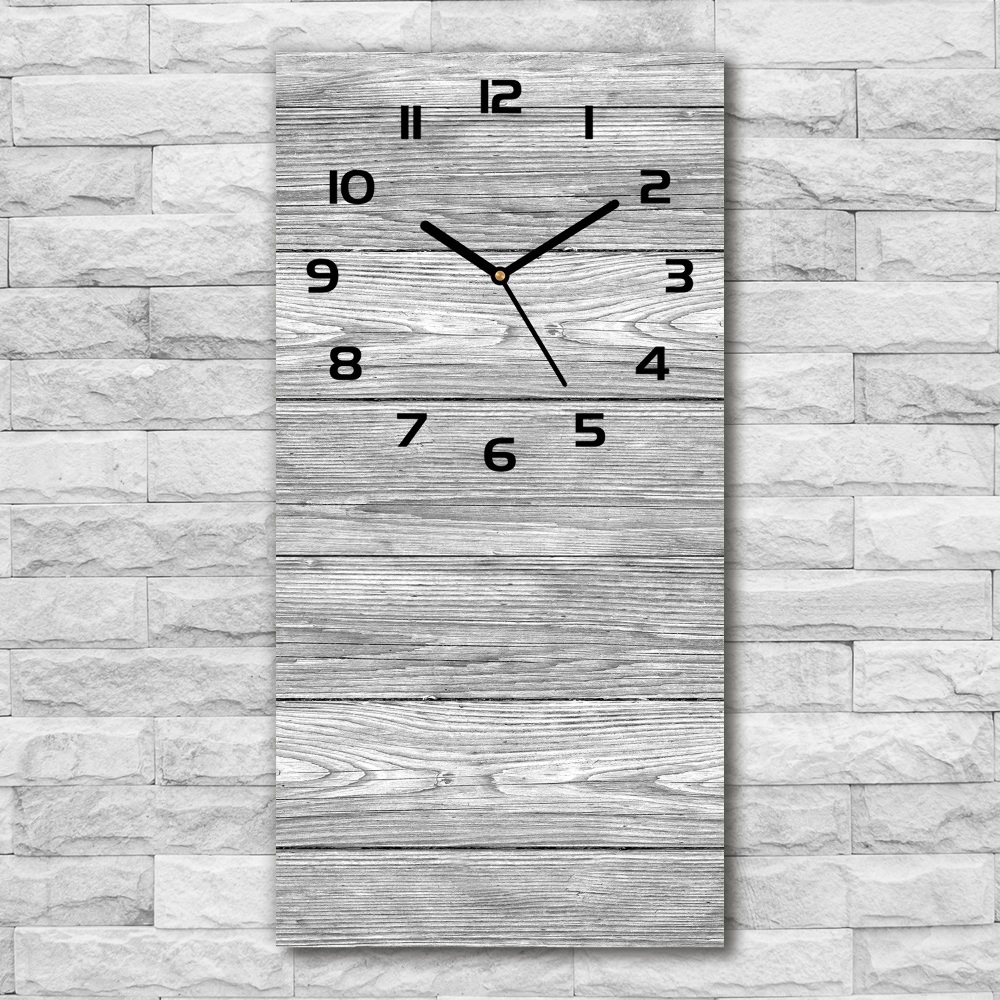 Vertical rectangular wall clock Wooden background