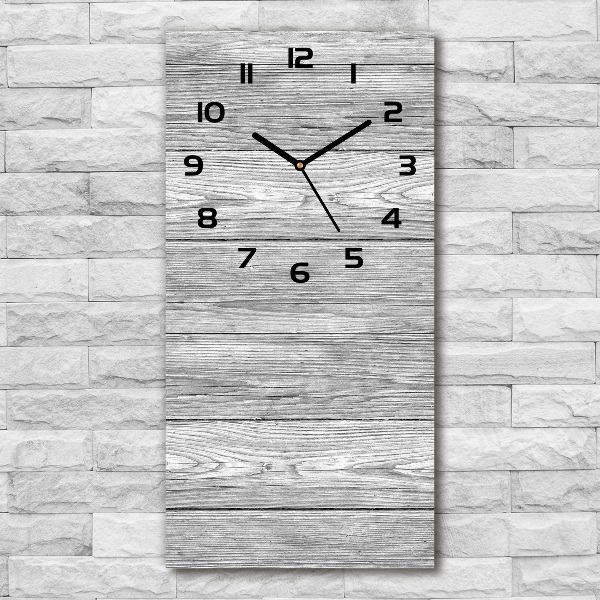 Vertical rectangular wall clock Wooden background