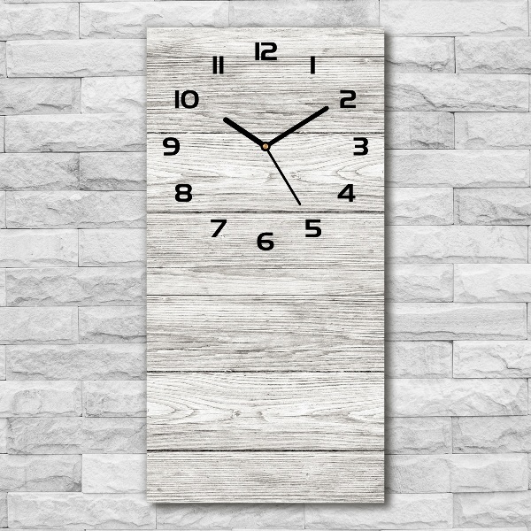 Vertical rectangular wall clock Wooden background