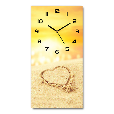 Vertical wall clock Heart on the beach