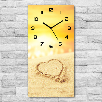 Vertical wall clock Heart on the beach