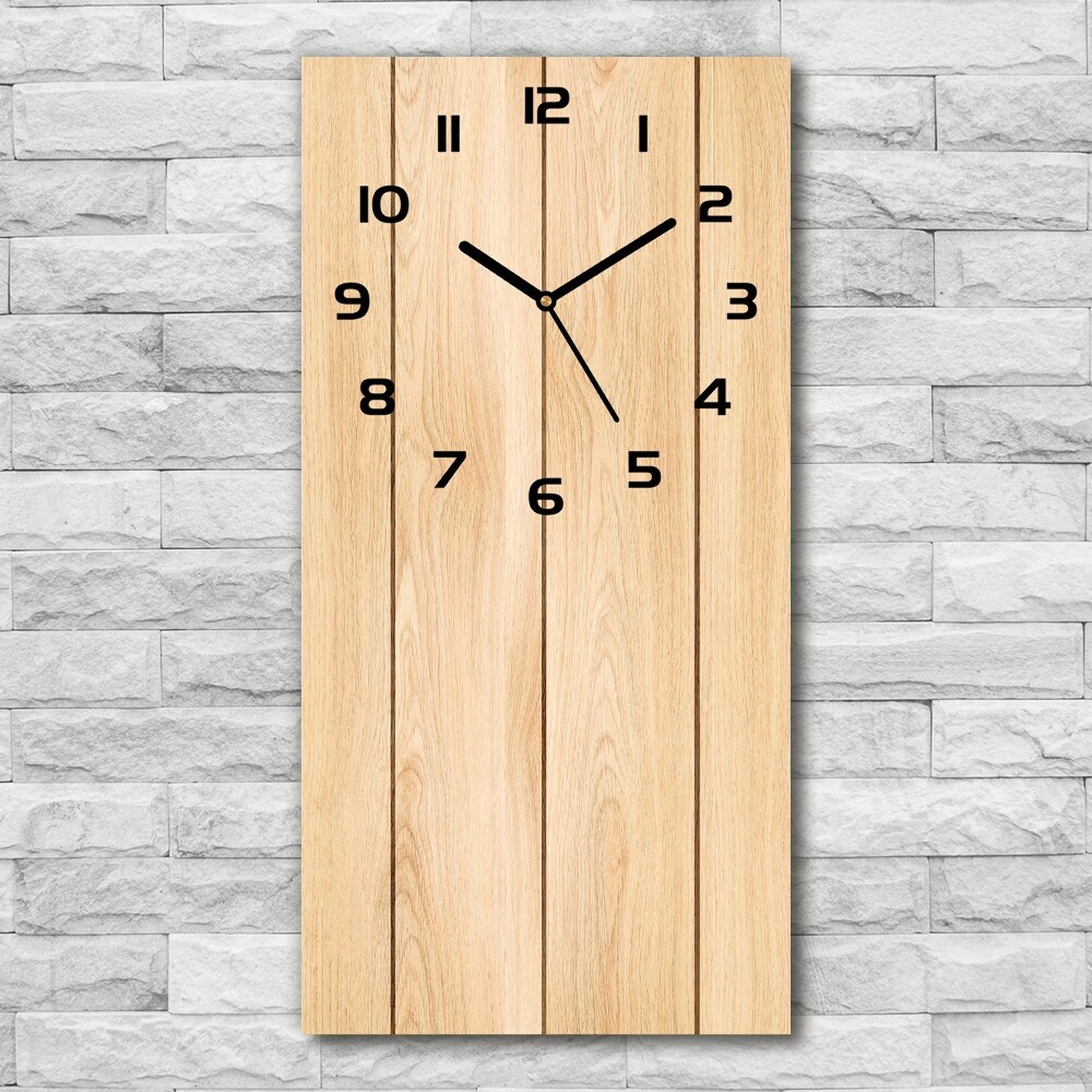 Modern vertical wall clock Wooden background