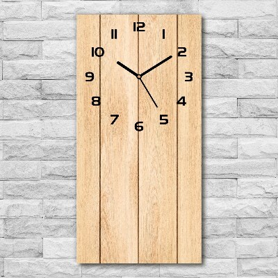 Modern vertical wall clock Wooden background