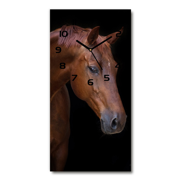 Vertical wall clock Brown horse