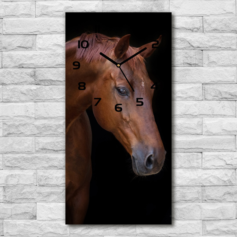 Vertical wall clock Brown horse