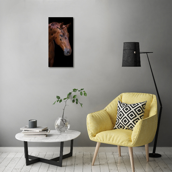 Vertical wall clock Brown horse