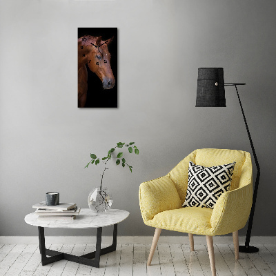 Vertical wall clock Brown horse