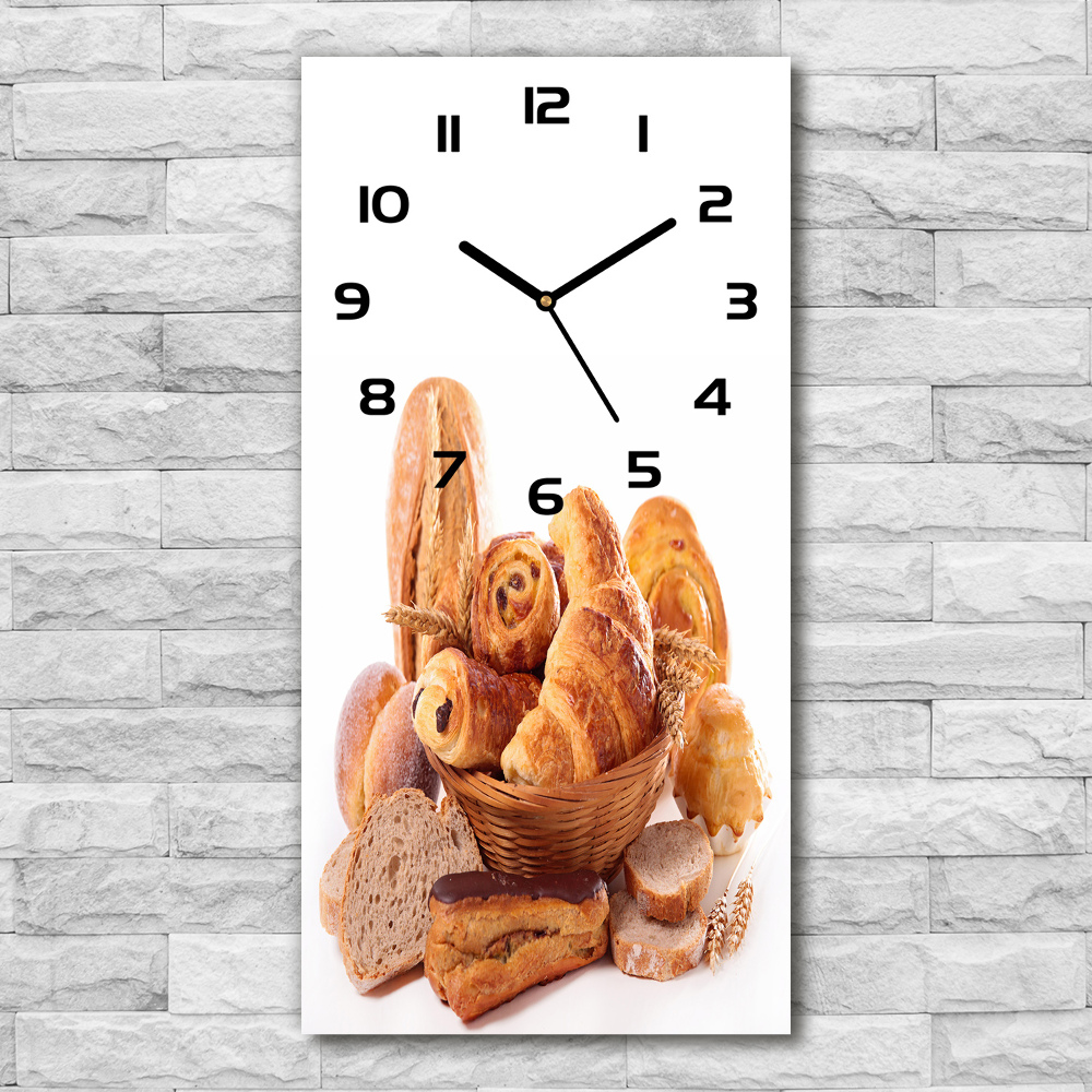 Vertical wall clock Bread in the basket