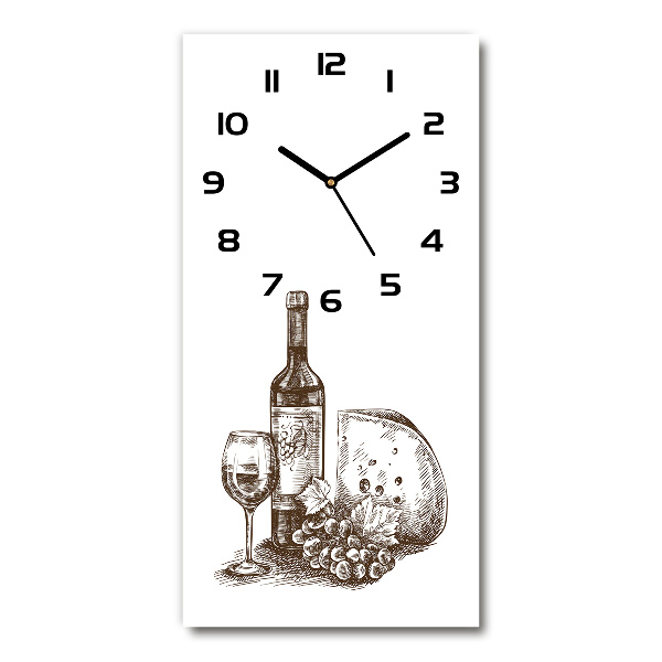 Vertical rectangular wall clock Wine and snacks