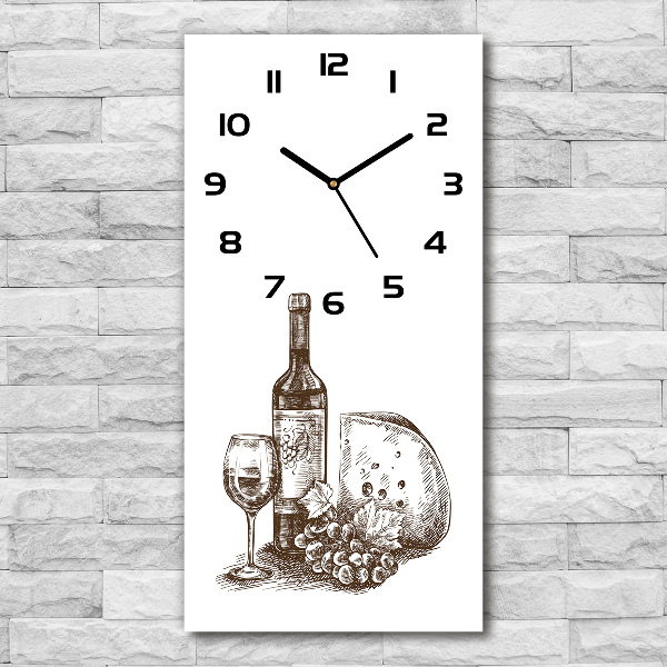 Vertical rectangular wall clock Wine and snacks