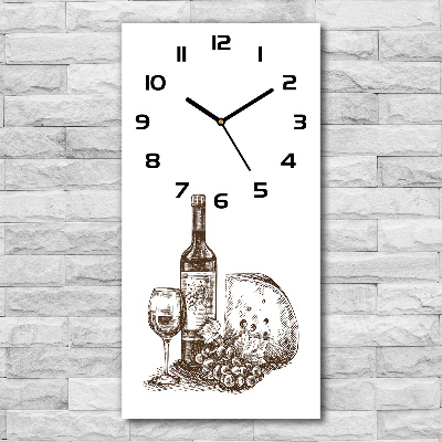 Vertical rectangular wall clock Wine and snacks