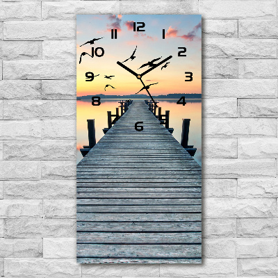 Modern vertical wall clock Wooden pier