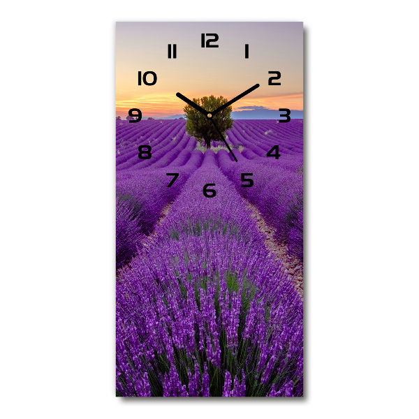 Vertical rectangular wall clock Lavender field