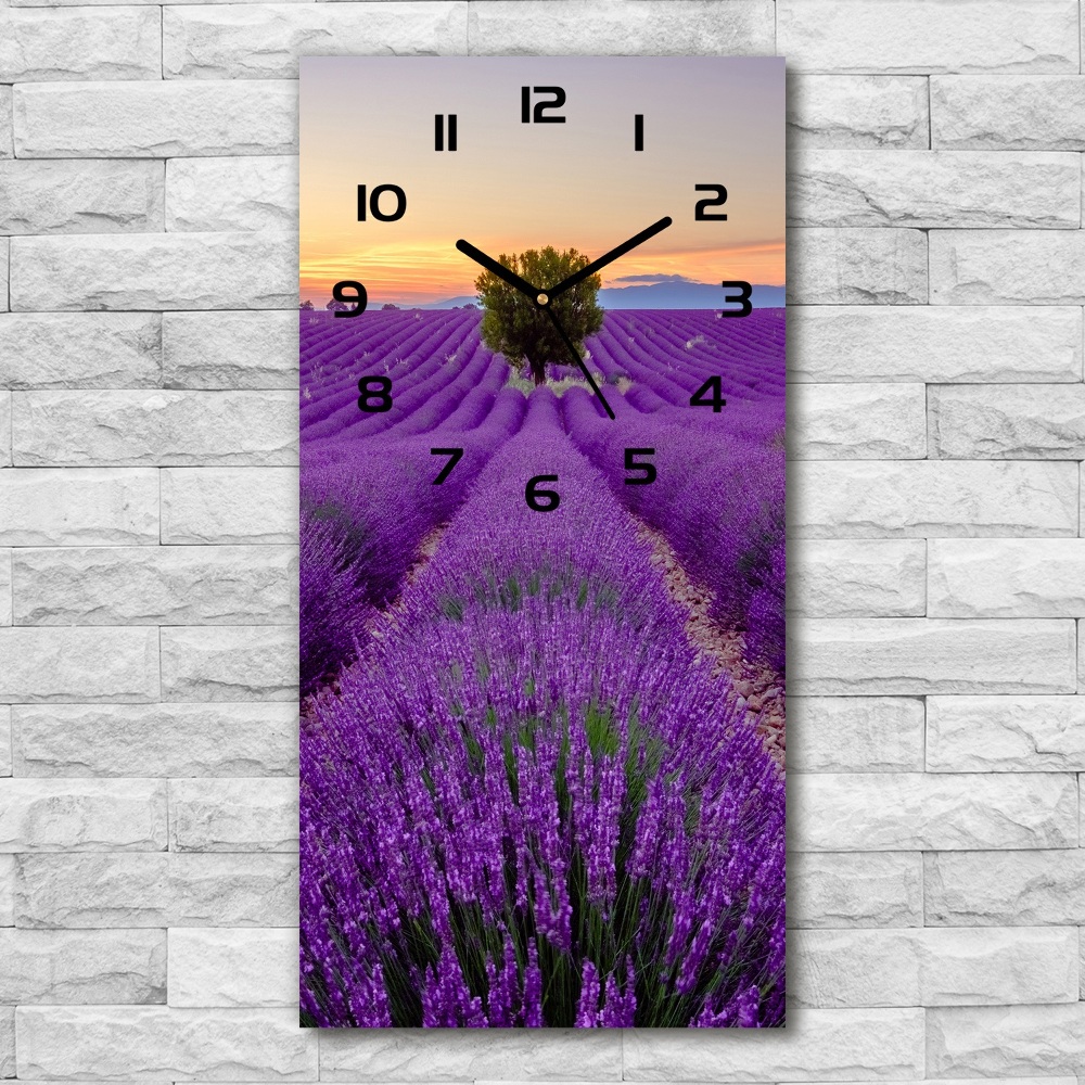 Vertical rectangular wall clock Lavender field