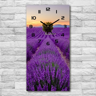 Vertical rectangular wall clock Lavender field