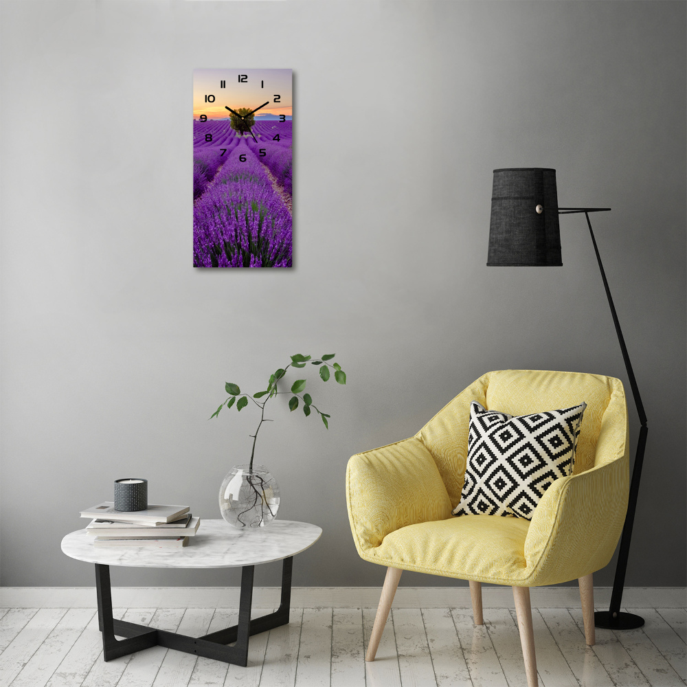 Vertical rectangular wall clock Lavender field