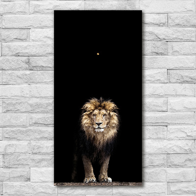 Vertical rectangular wall clock Portrait of a lion