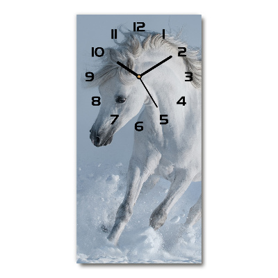 Modern vertical wall clock White horse at a gallop