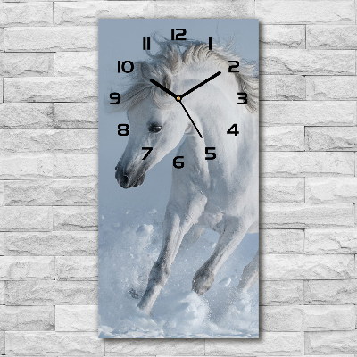 Modern vertical wall clock White horse at a gallop