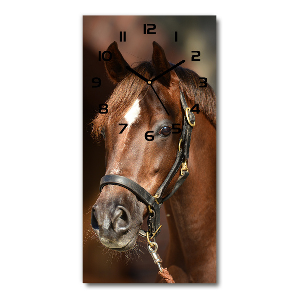 Vertical wall clock Portrait of a horse