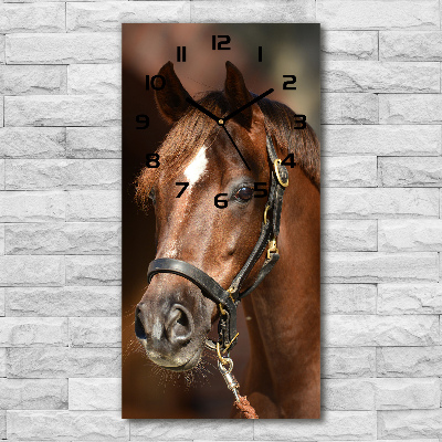 Vertical wall clock Portrait of a horse