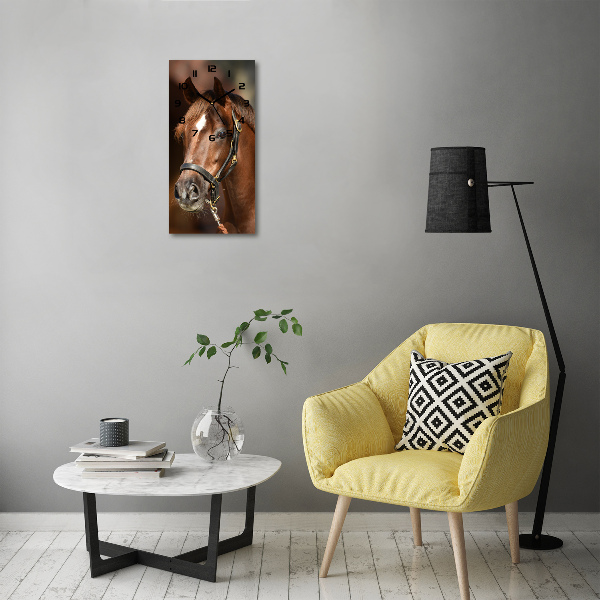 Vertical wall clock Portrait of a horse