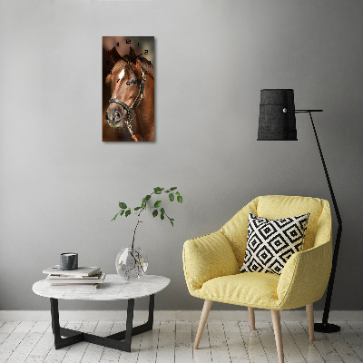 Vertical wall clock Portrait of a horse