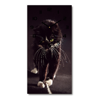 Vertical wall clock Black cat