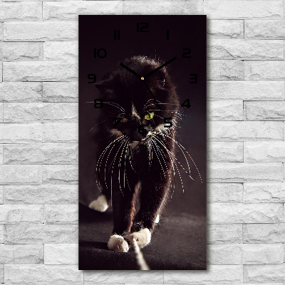 Vertical wall clock Black cat