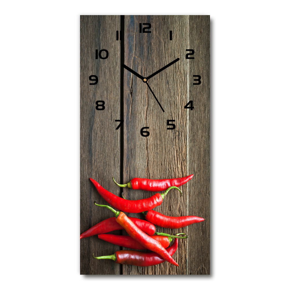 Modern vertical wall clock Chilli peppers